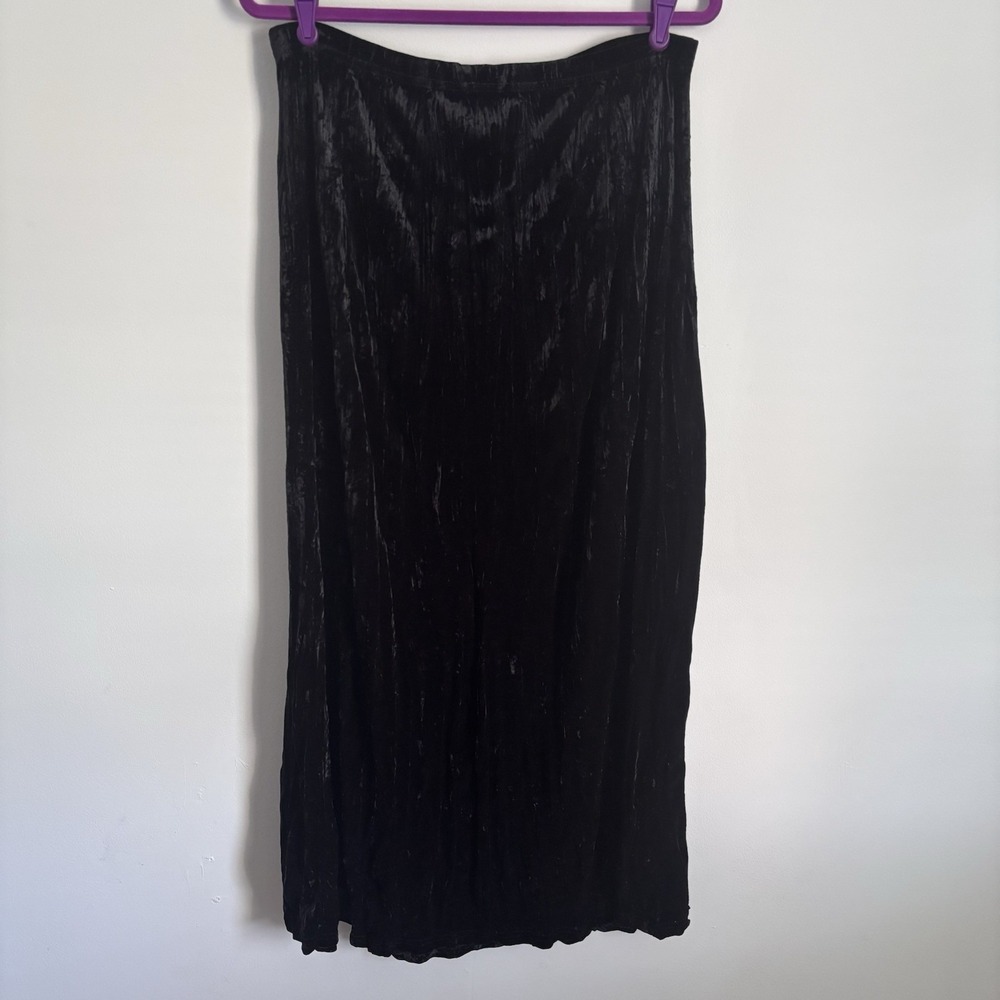 Ashley‎ Stewart Women's Velvet Long Skirt Size 14/16 Black Witchy Goth Grunge